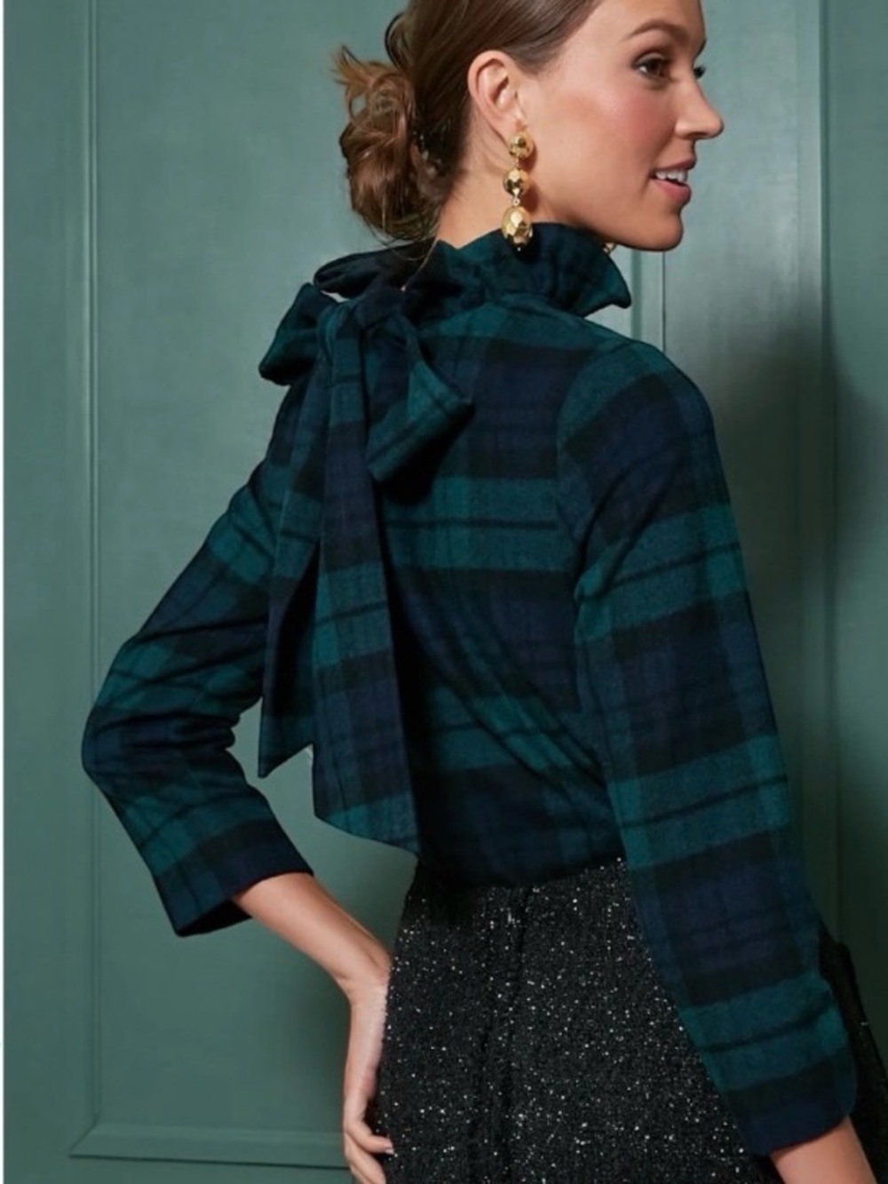 Tuckernuck Blackwatch Plaid Faye Blouse Sz M